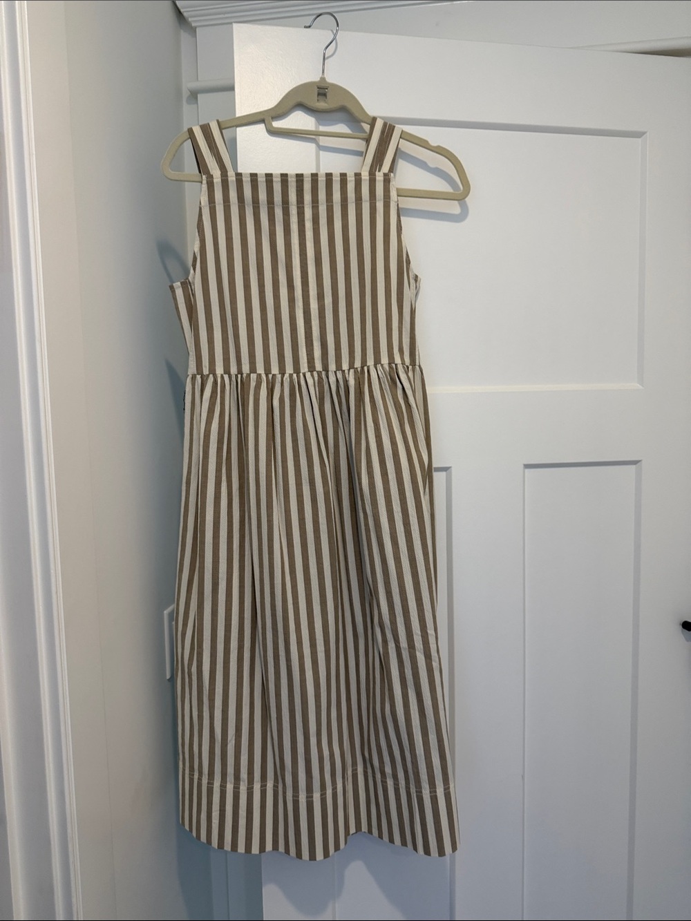 Everlane Brown and Cream Striped Midi Sundress